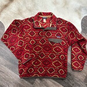Vintage Patagonia Synchilla Pullover Mens S Red Aztec Snap Fleece Sweater Rare